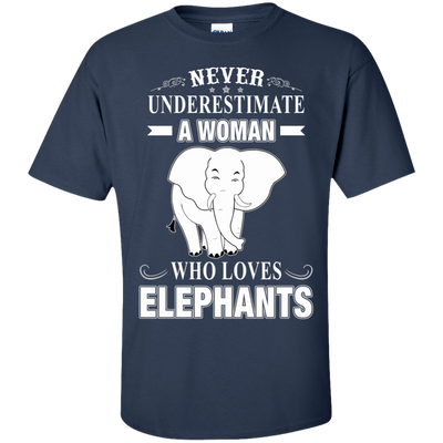 Never Underestimate Woman Loves Elephant-T-Shirt & Hoodie-Classic T-Shirt-Navy