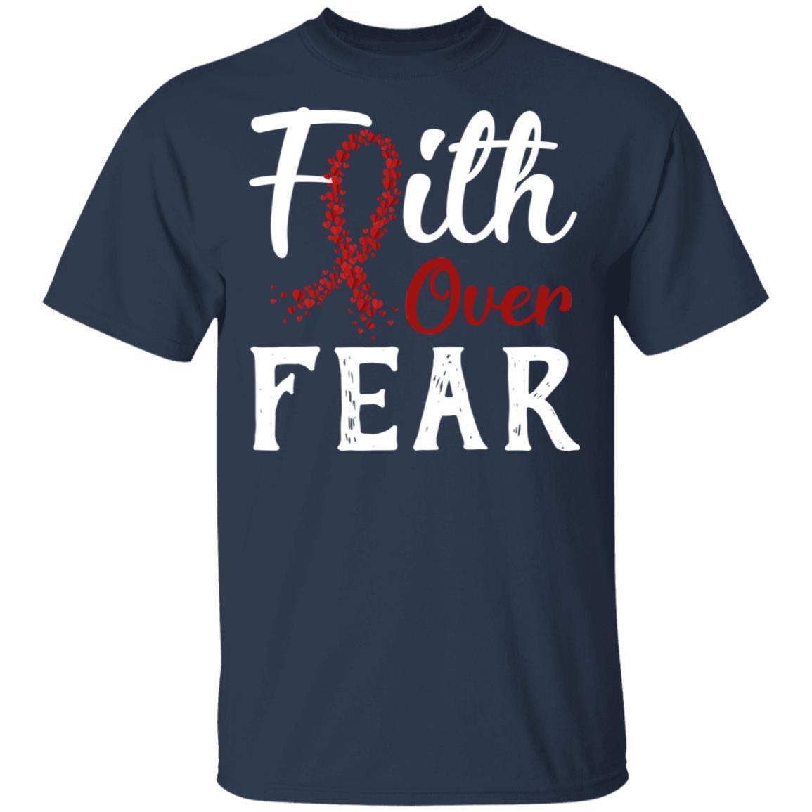 Multiple Myeloma Awareness Burgundy Faith Over Fear-T-Shirt & Hoodie-Classic T-Shirt-Navy