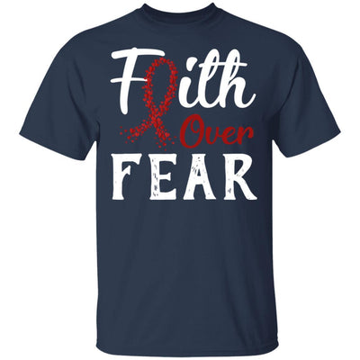 Multiple Myeloma Awareness Burgundy Faith Over Fear-T-Shirt & Hoodie-Classic T-Shirt-Navy
