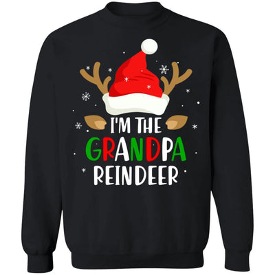I'm The Grandpa Reindeer Matching Family Christmas-T-Shirt & Sweatshirt-Crewneck Sweatshirt-Black
