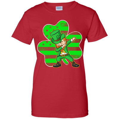 St Patricks Day Leprechaun Dabbing Dab American Flag-T-Shirt & Hoodie-Women's T-Shirt-Red