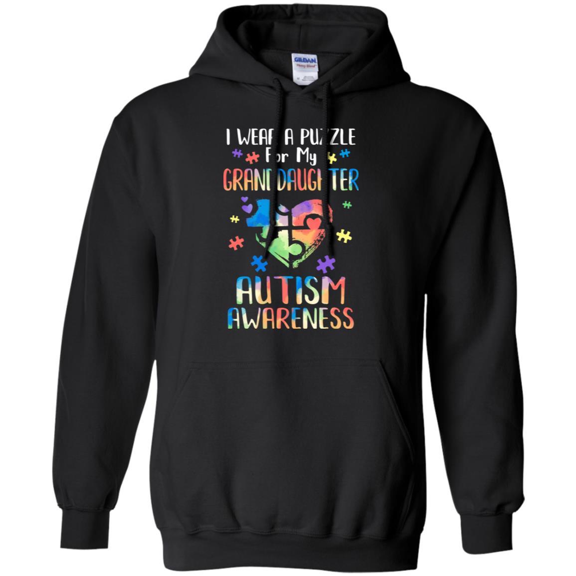 I Wear A Puzzle For My Granddaughter Autism Awareness-T-Shirt & Hoodie-Pullover Hoodie-Black