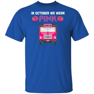 In October We Wear Pink School Bus Pumpkin Breast Cancer-T-Shirt & Hoodie-Classic T-Shirt-Royal