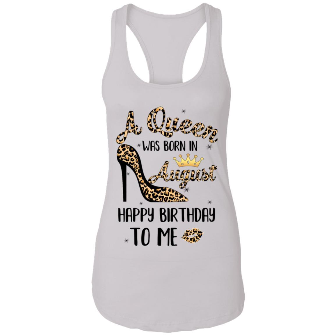 Born In August Girl Leopard High Heels Birthday Women Gift-T-Shirt & Tank Top-Women's Ideal Racerback Tank-White