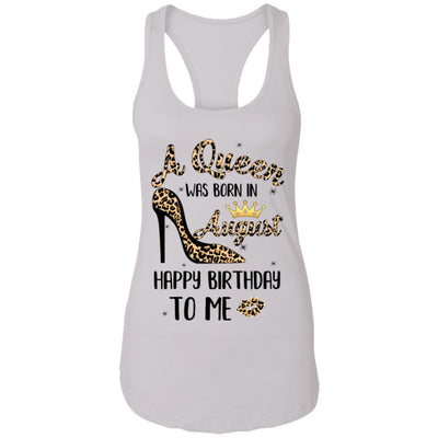 Born In August Girl Leopard High Heels Birthday Women Gift-T-Shirt & Tank Top-Women's Ideal Racerback Tank-White