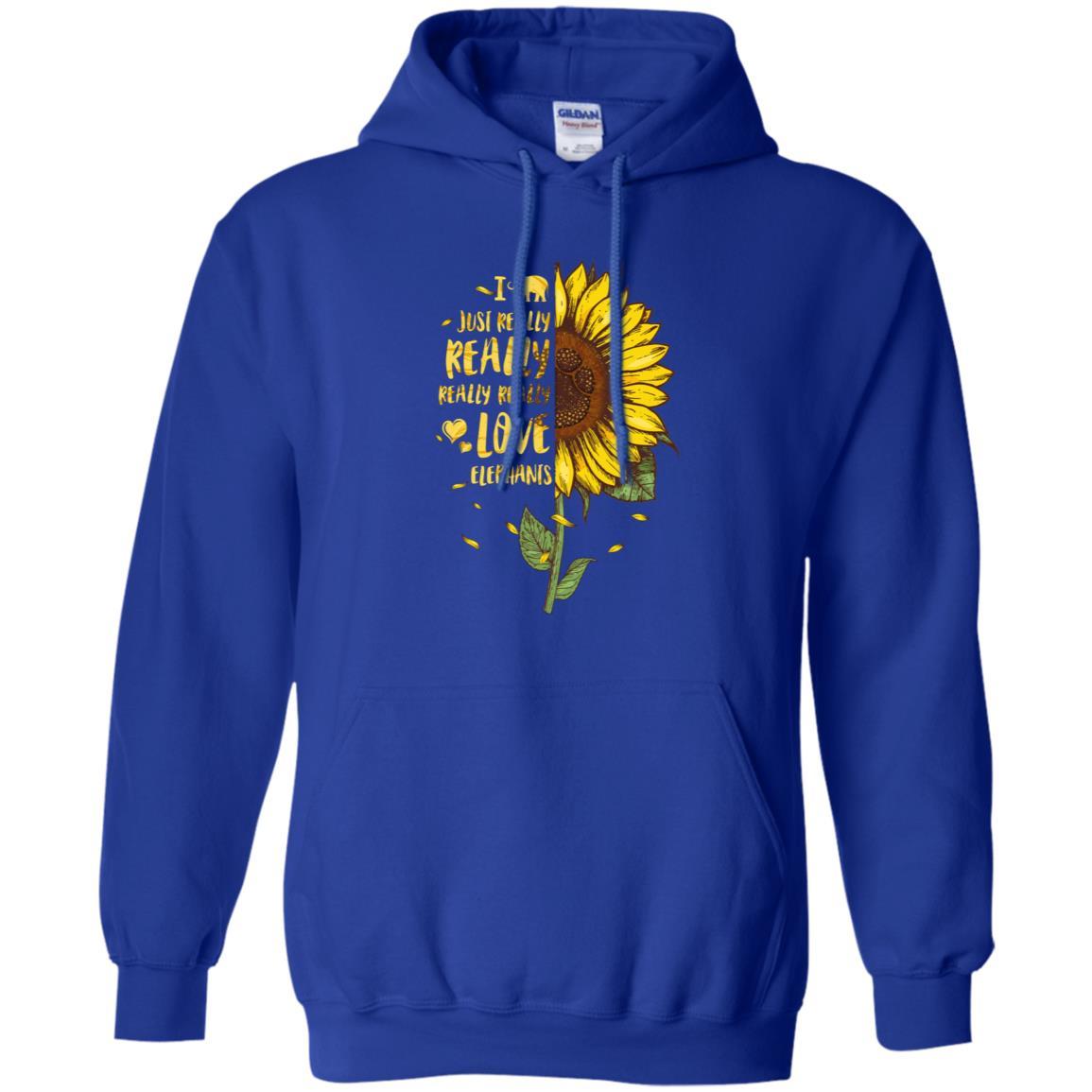 I Just Really Really Love Elephants Sunflower-T-Shirt & Tank Top-Pullover Hoodie-Royal