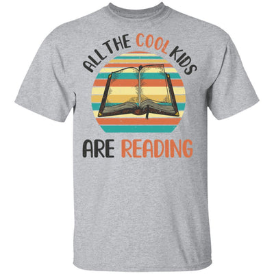 Retro Vintage Sunset All The Cool Kids Are Reading Youth-Youth Shirt-Youth T-Shirt-Sport Grey
