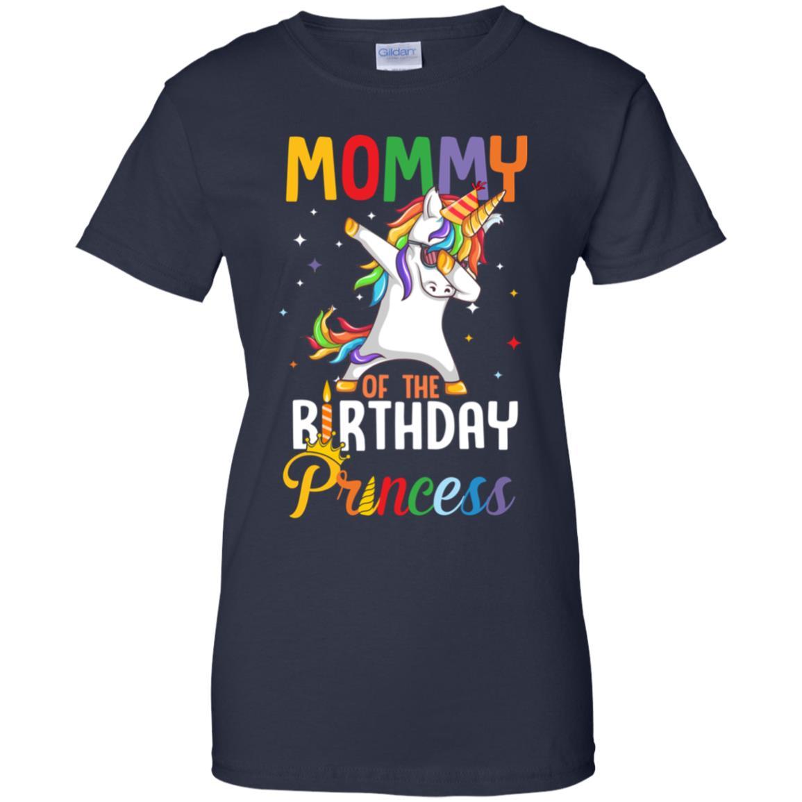 Mommy Of The Birthday Girl Dabbing Unicorn Party-T-Shirt & Hoodie-Women's T-Shirt-Navy