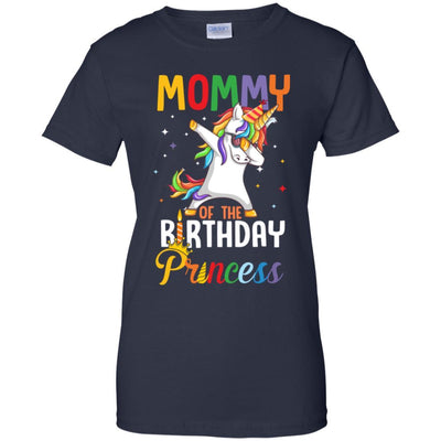 Mommy Of The Birthday Girl Dabbing Unicorn Party-T-Shirt & Hoodie-Women's T-Shirt-Navy