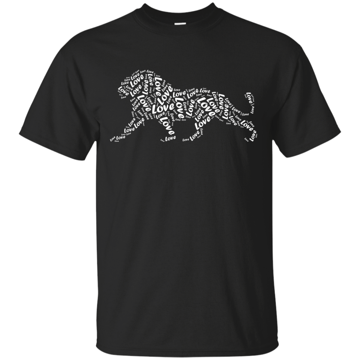 I Love Lion T-Shirt Word Graphic Tee-T-Shirt & Hoodie-Classic T-Shirt-Black