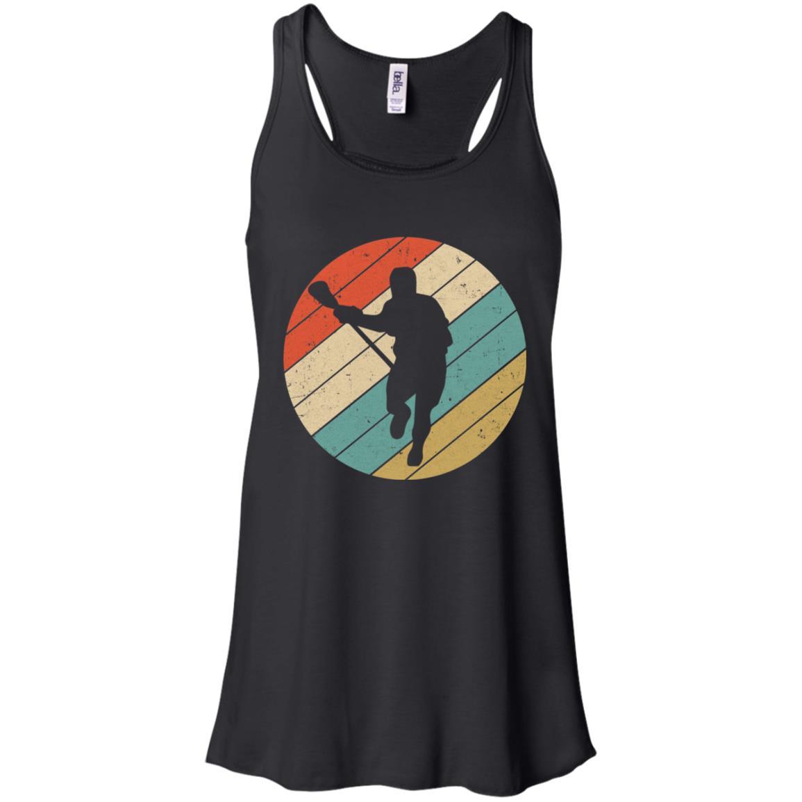 Retro Vintage Lacrosse Gifts-T-Shirt & Tank Top-Women's Flowy Racerback Tank-Black