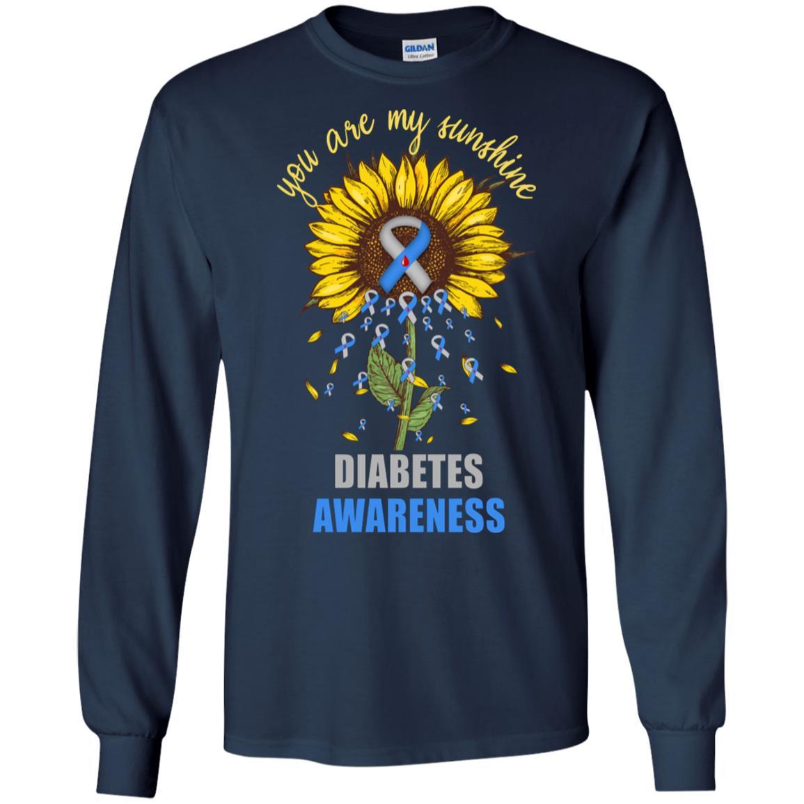 You Are My Sunshine Diabetes Awareness-T-Shirt & Hoodie-Long Sleeve T-Shirt-Navy