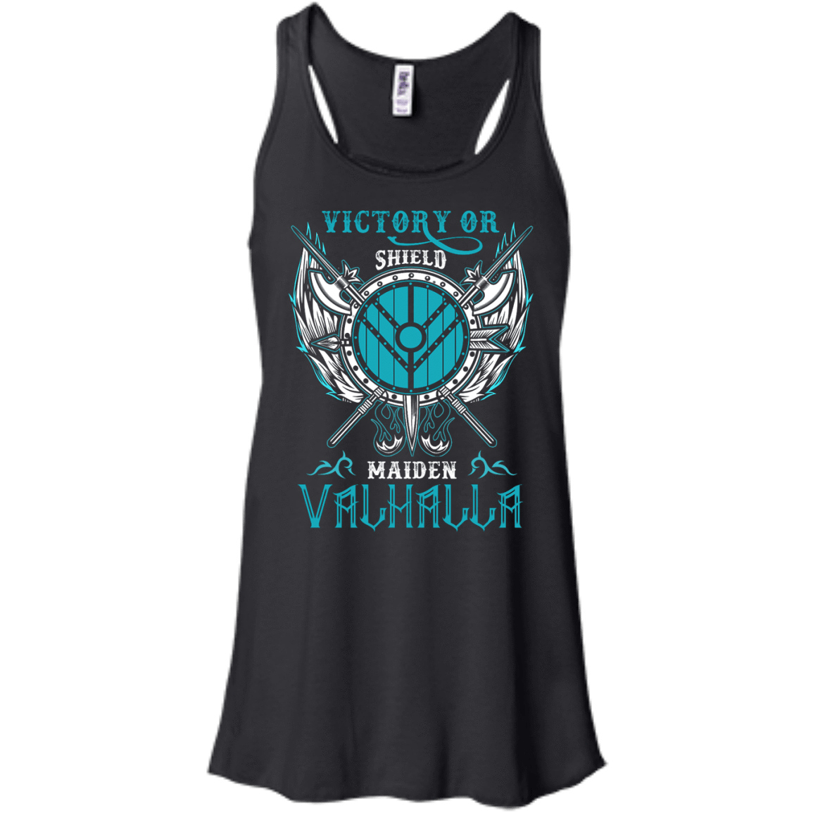 Shieldmaiden Victory Or Valhalla-T-Shirt & Hoodie-Women's Flowy Racerback Tank-Black