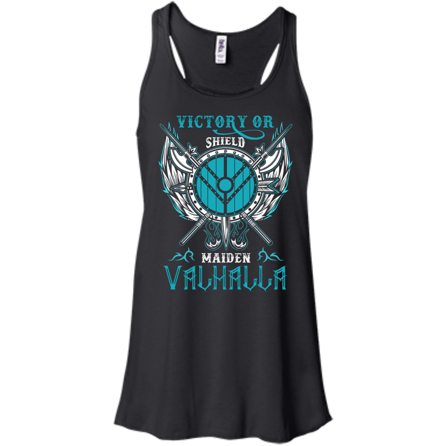 Shieldmaiden Victory Or Valhalla-T-Shirt & Hoodie-Women's Flowy Racerback Tank-Black
