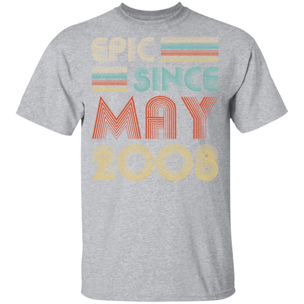 Epic Since May 2008 Vintage 13th Birthday Gifts Youth-Youth Shirt-Youth T-Shirt-Sport Grey