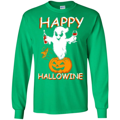 Happy Hallowine - Halloween Wine-T-Shirt & Hoodie-Long Sleeve T-Shirt-Irish Green