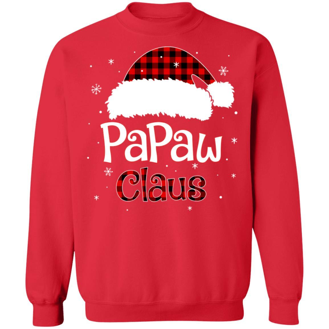 Santa PaPaw Claus Red Plaid Family Pajamas Christmas Gift-T-Shirt & Sweatshirt-Crewneck Sweatshirt-Red
