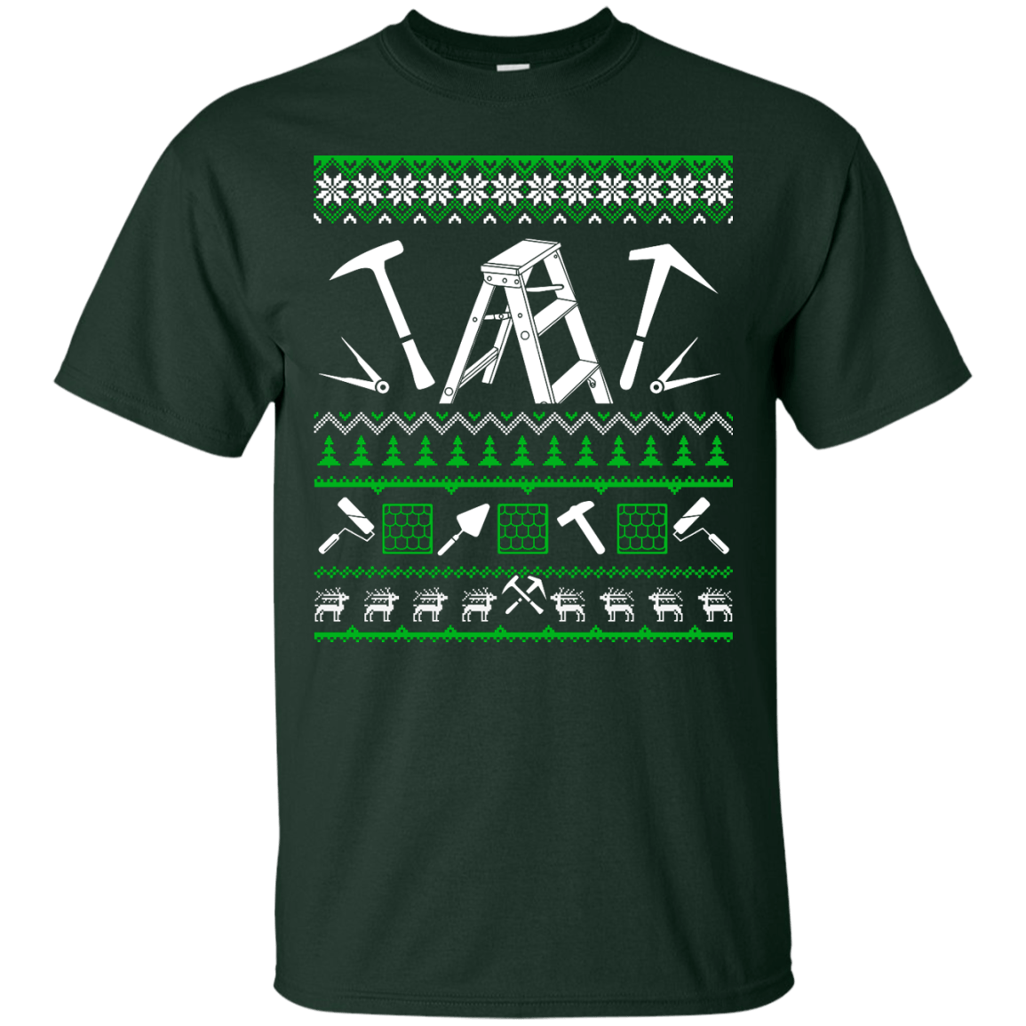 Roofer Christmas Sweater-T-Shirt & Hoodie-Classic T-Shirt-Forest Green