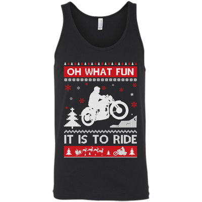 Motorcycle Sweater Christmas Oh What Fun It Is To Ride-T-Shirt & Hoodie-Unisex Tank-Black