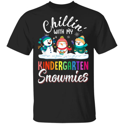 Chillin' With Kindergarten Snowmies Christmas Teacher Gifts-T-Shirt & Sweatshirt-Classic T-Shirt-Black