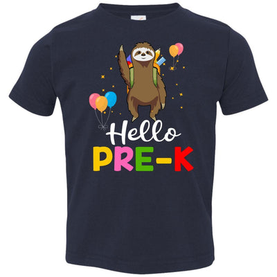 Funny Hello Pre-K Gift Back To School Sloth Gift Youth-Youth Shirt-Toddler T-Shirt-Navy