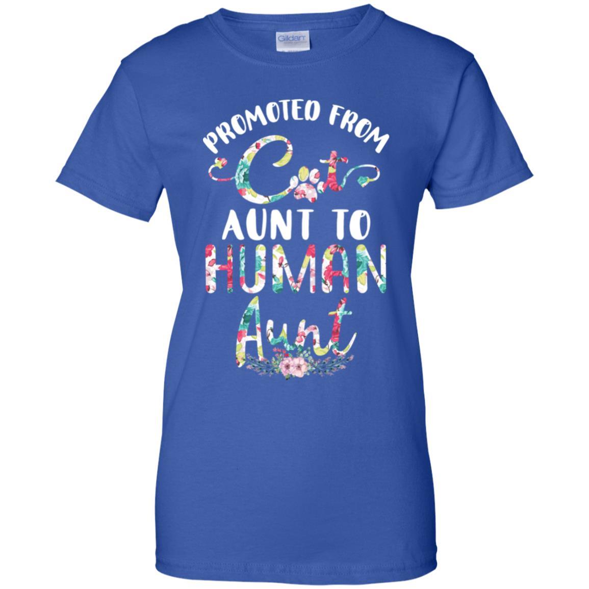 Floral Promoted From Cat Aunt To Human Aunt Gift-T-Shirt & Tank Top-Women's T-Shirt-Royal