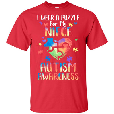 I Wear A Puzzle For My Niece Autism Awareness-T-Shirt & Hoodie-Classic T-Shirt-Red