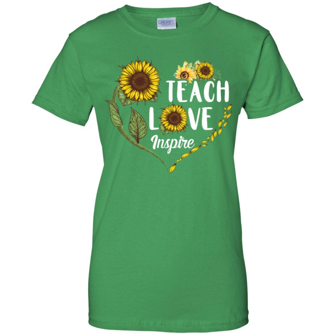 Sunflower Teach Love Inspire Teaching Gift For Teacher-T-Shirt & Hoodie-Women's T-Shirt-Irish Green