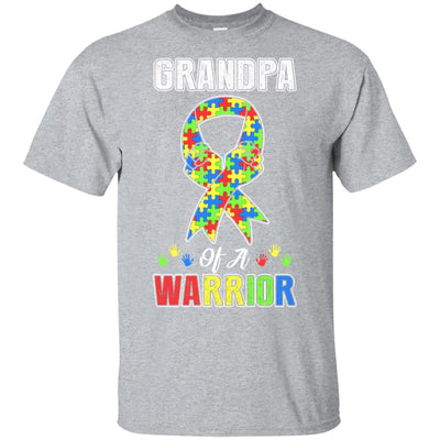 Grandpa Of A Warrior Support Autism Awareness Gift-T-Shirt & Hoodie-Classic T-Shirt-Sport Grey