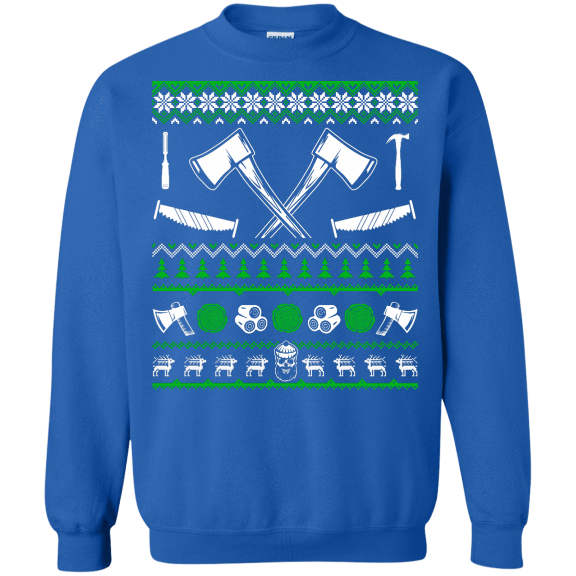Lumberjack Christmas Sweater-T-Shirt & Hoodie-Crewneck Sweatshirt-Royal