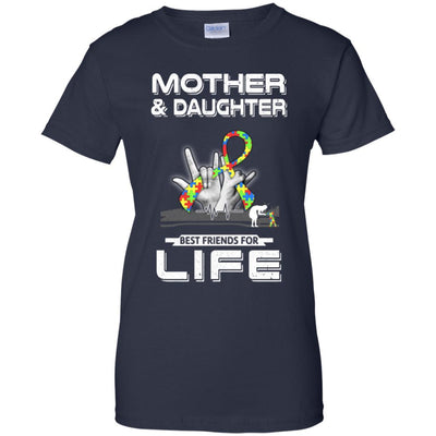 Mother And Daughter Best Friends For Life Autism Awareness-T-Shirt & Hoodie-Women's T-Shirt-Navy