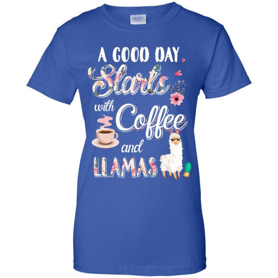 A Good Day Starts With Coffee And Llamas Lover Gift-T-Shirt & Tank Top-Women's T-Shirt-Royal