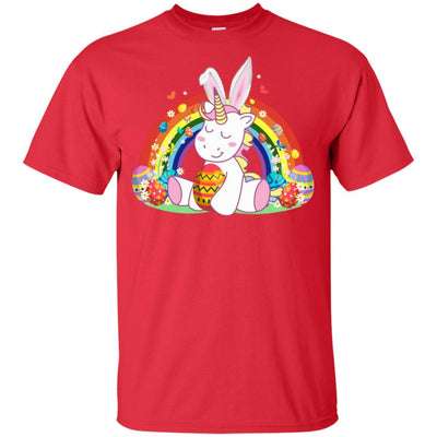 Unicorn Easter With Rainbow And Egg Youth-Youth Shirt-Youth T-Shirt-Red