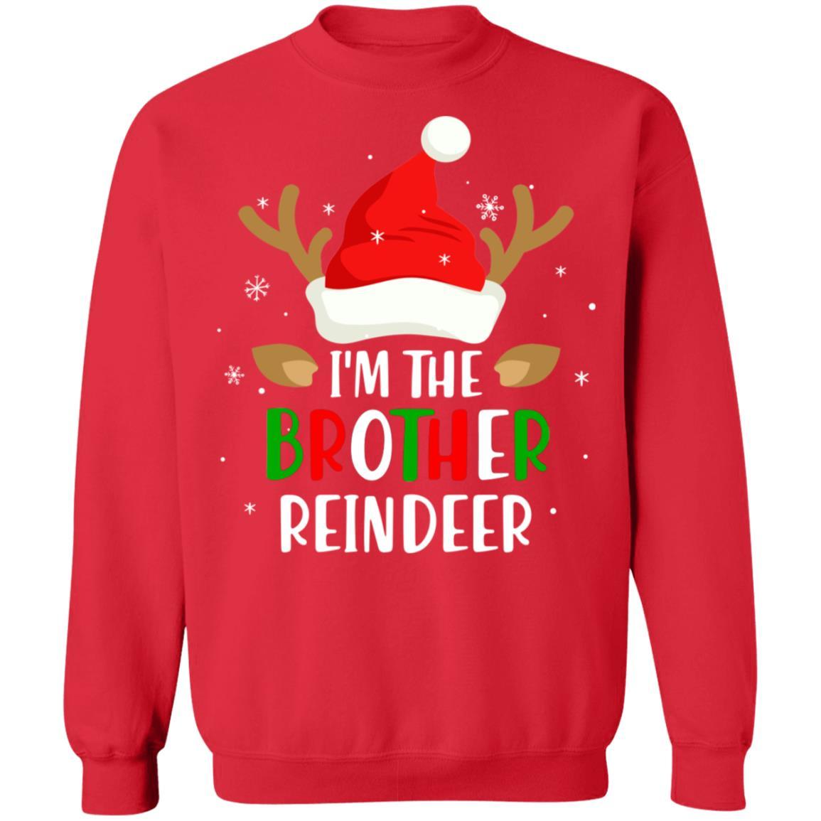 I'm The Brother Reindeer Matching Family Christmas-T-Shirt & Sweatshirt-Crewneck Sweatshirt-Red