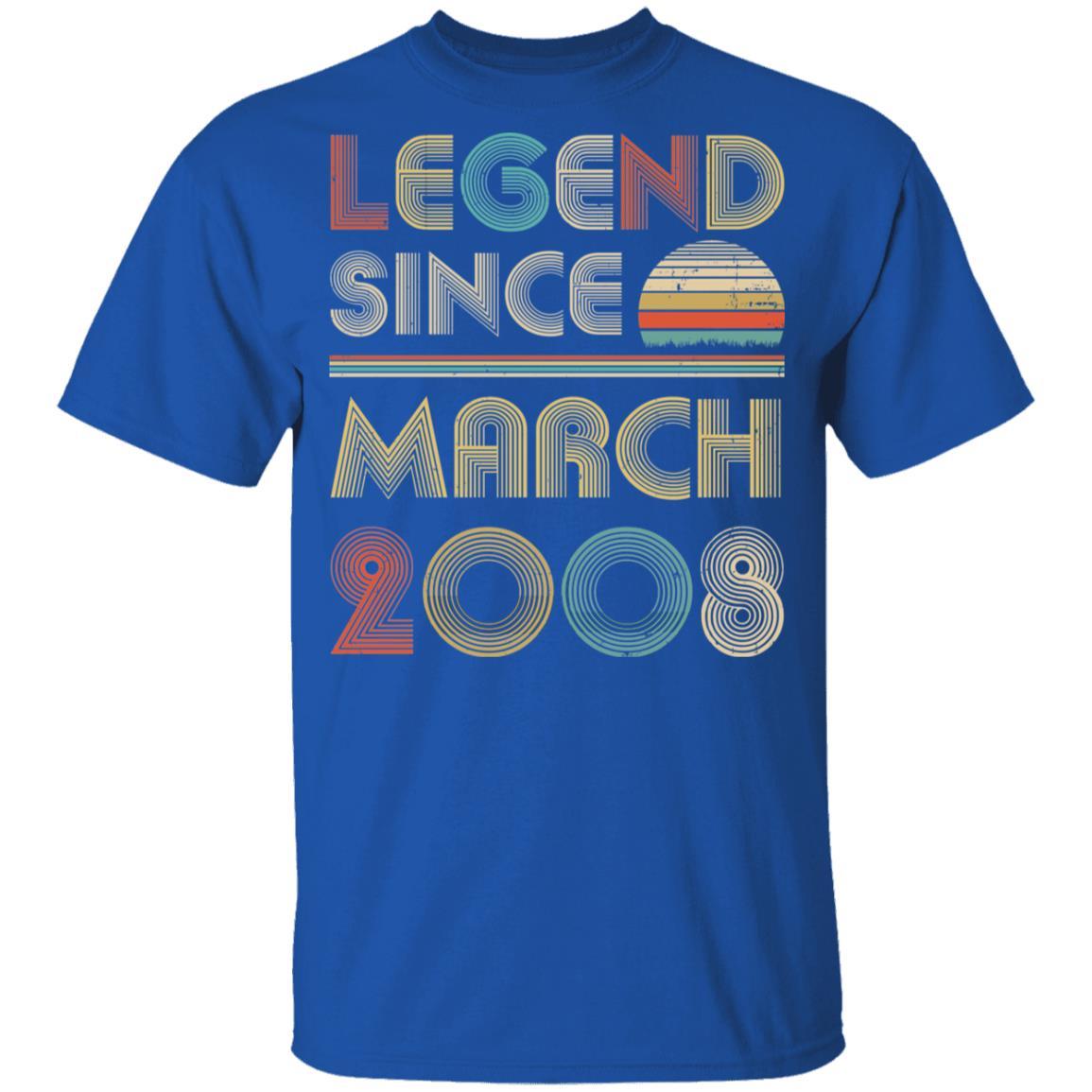 Legend Since March 2008 Vintage 13th Birthday Gifts Youth-Youth Shirt-Youth T-Shirt-Royal