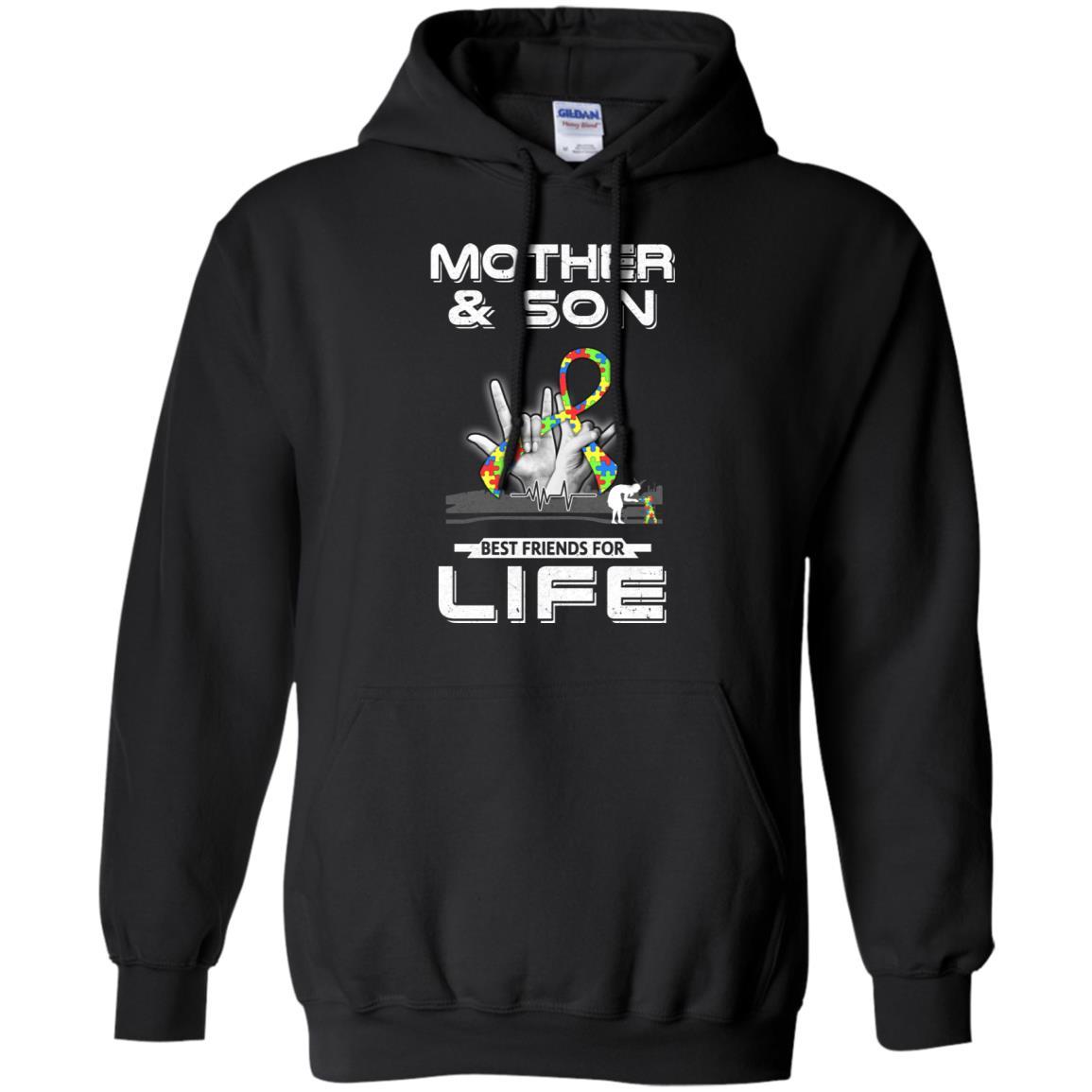 Mother And Son Best Friends For Life Autism Awareness-T-Shirt & Hoodie-Pullover Hoodie-Black