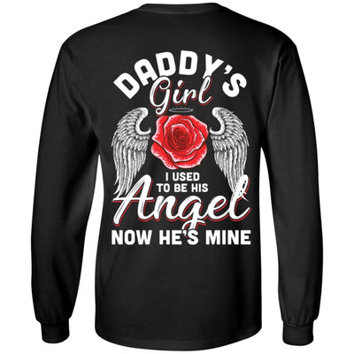 Daddy's Girl I Used To Be His Angel Now He Is Mine Memorial-T-Shirt & Hoodie-Long Sleeve T-Shirt-Black