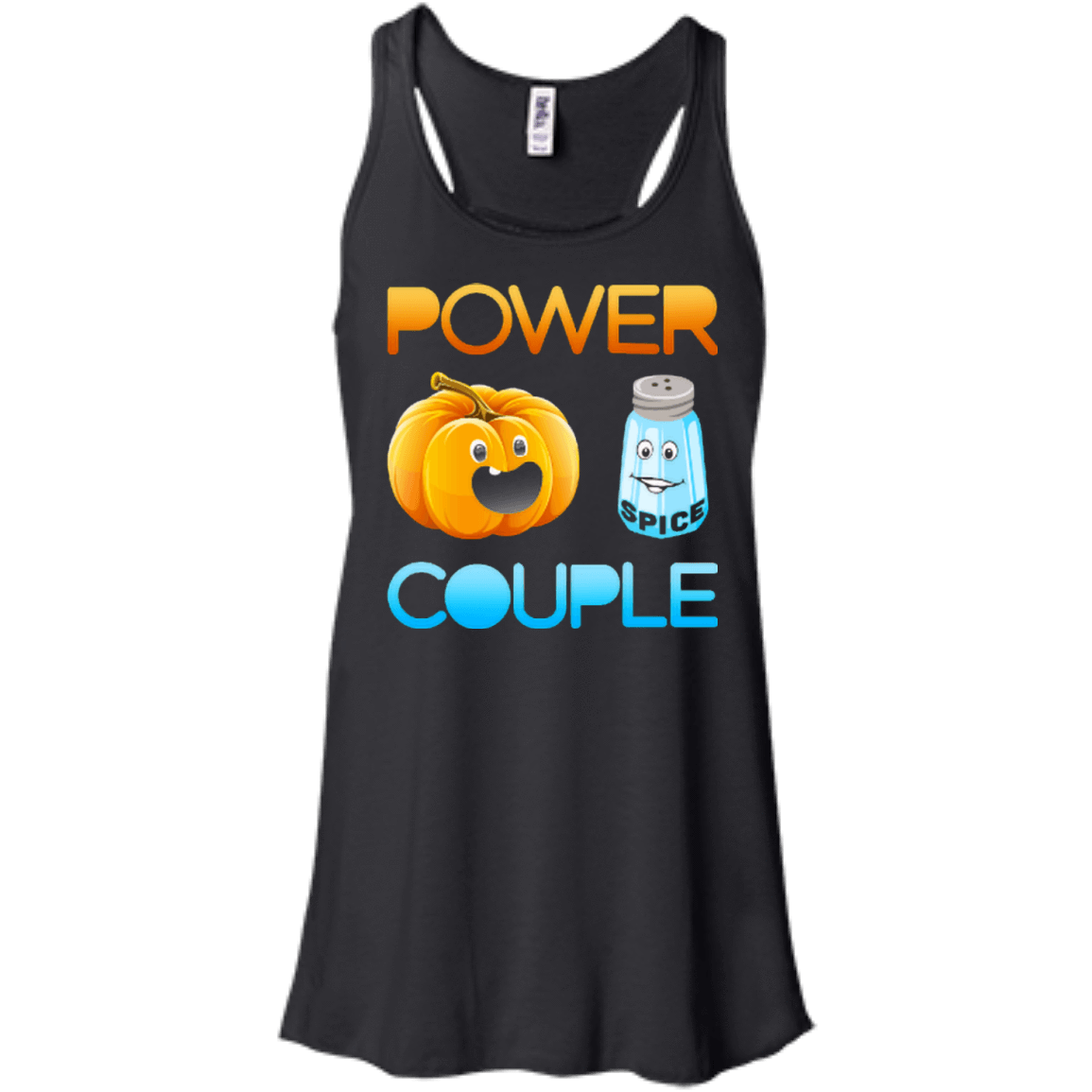 Pumpkin Spice Power Couple Halloween-T-Shirt & Hoodie-Women's Flowy Racerback Tank-Black