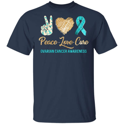 Peace Love Cure Ovarian Cancer Awareness-T-Shirt & Hoodie-Classic T-Shirt-Navy