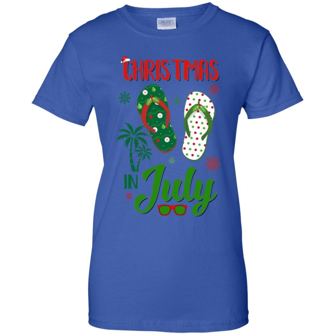 Summer Vacation Santa Flip Flops Christmas In July-T-Shirt & Tank Top-Women's T-Shirt-Royal