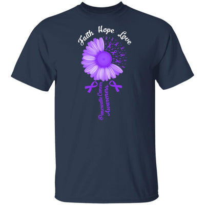Faith Hope Love Purple Ribbon Pancreatic Cancer Awareness-T-Shirt & Hoodie-Classic T-Shirt-Navy