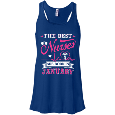 The Best Nurses Are Born In January-T-Shirt & Hoodie-Women's Flowy Racerback Tank-True Royal