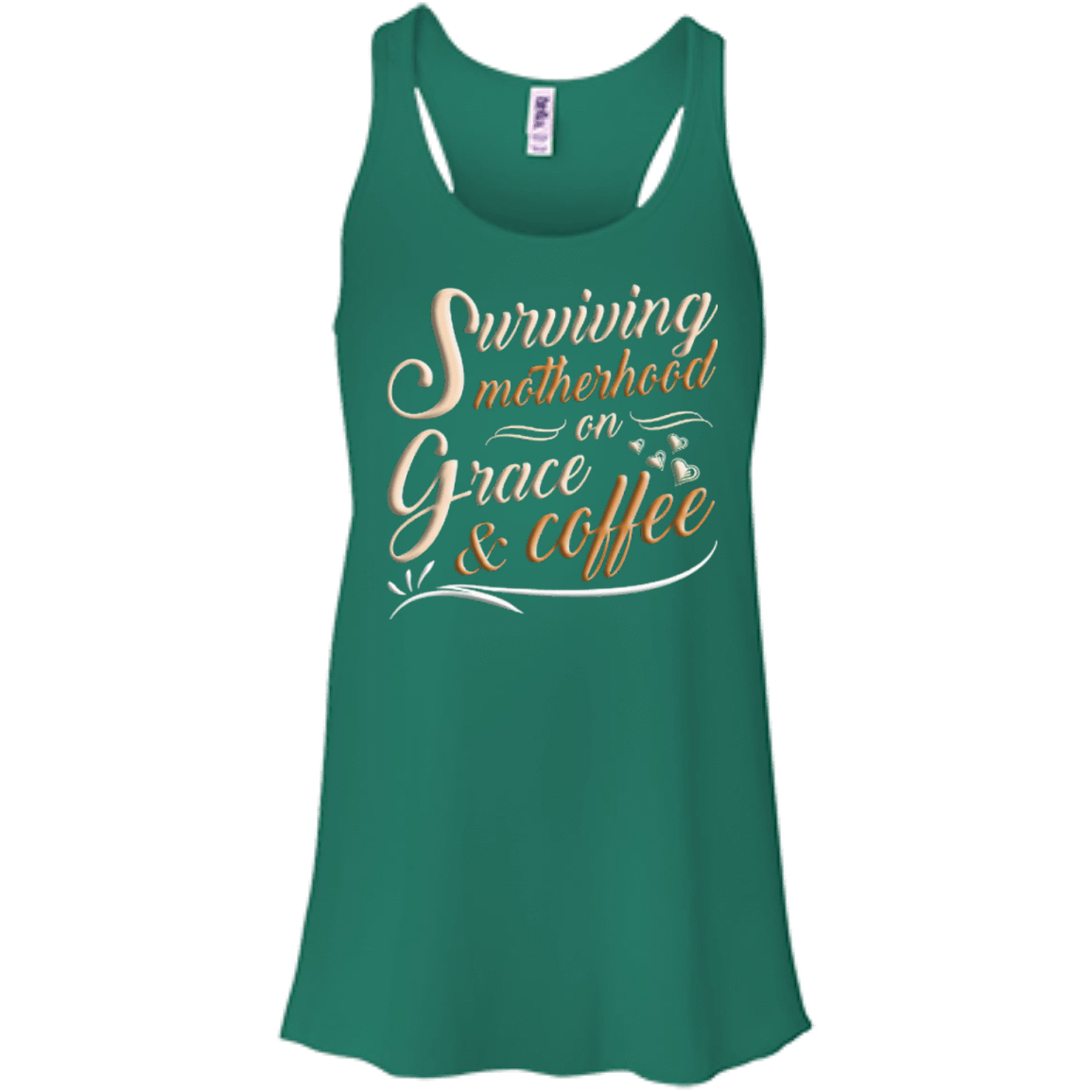 Surviving Motherhood On Grace And Coffee-T-Shirt & Hoodie-Women's Flowy Racerback Tank-Kelly