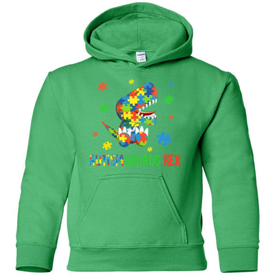Autismsaurus Rex Autism Dinosaur T-Rex For Kids Youth-Youth Shirt-Youth Pullover Hoodie-Irish Green