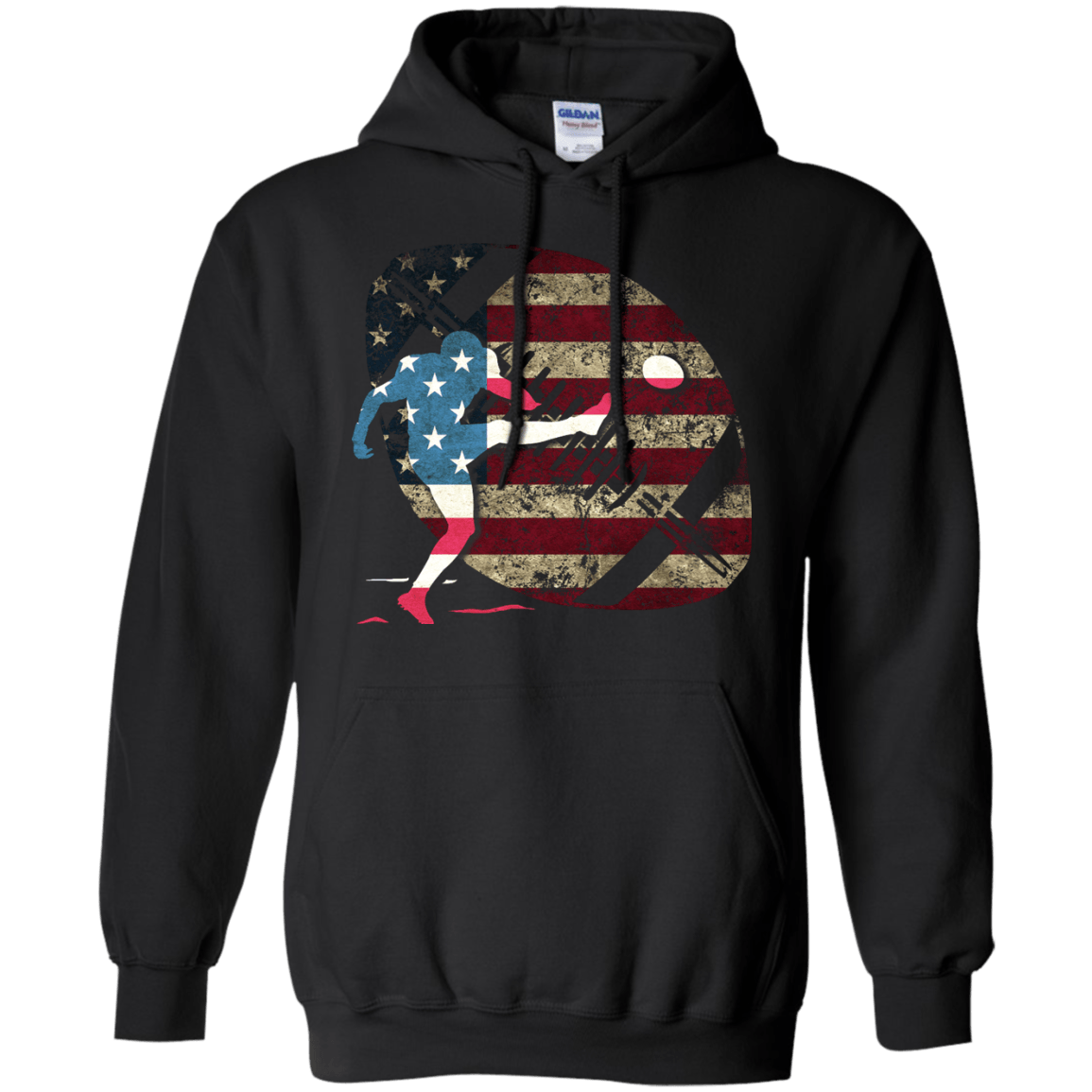 Kicker Football America Flag-T-Shirt & Hoodie-Pullover Hoodie-Black