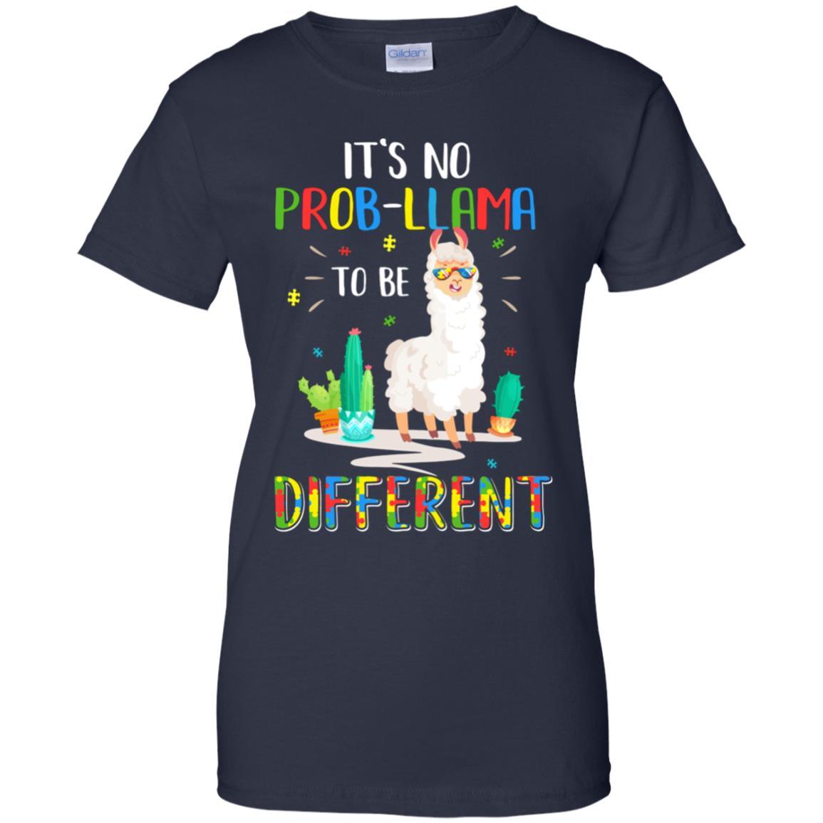 No Prob Llama To Be Different Llama Autism Awareness Gift-T-Shirt & Hoodie-Women's T-Shirt-Navy
