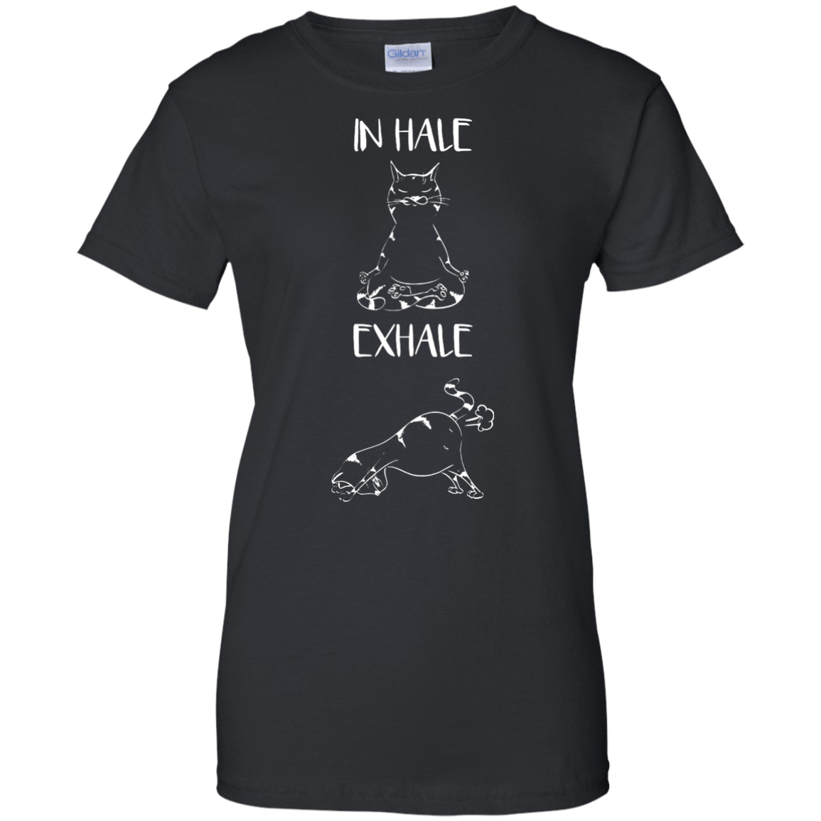 Yoga Cat Inhale Exhale-T-Shirt & Hoodie-Women's T-Shirt-Black