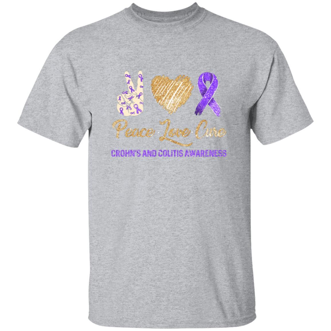 Peace Love Cure Crohn's And Colitis Awareness-T-Shirt & Hoodie-Classic T-Shirt-Sport Grey