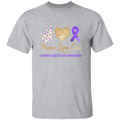 Peace Love Cure Crohn's And Colitis Awareness-T-Shirt & Hoodie-Classic T-Shirt-Sport Grey