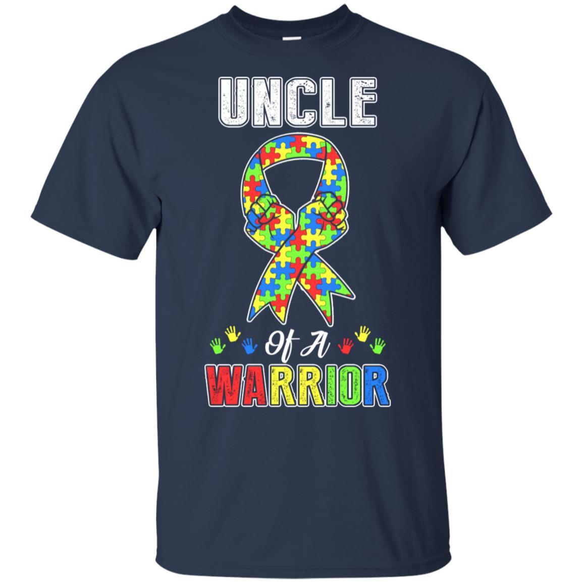 Uncle Of A Warrior Support Autism Awareness Gift-T-Shirt & Hoodie-Classic T-Shirt-Navy